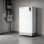 afbeelding van dyness tower pro thuisbatterij in een garage